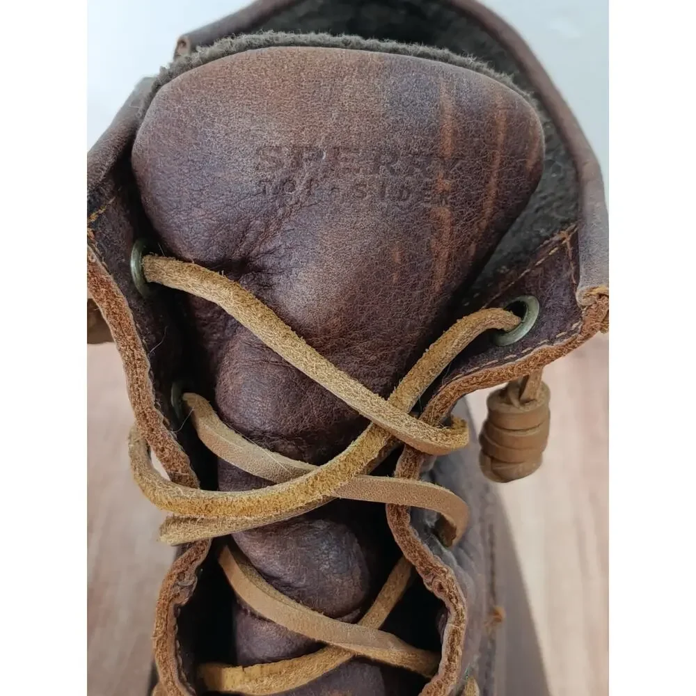 SPERRY Women's Saltwater Tan/Dark Brown Waterproof Duck Boots STS91176 Size 7.5